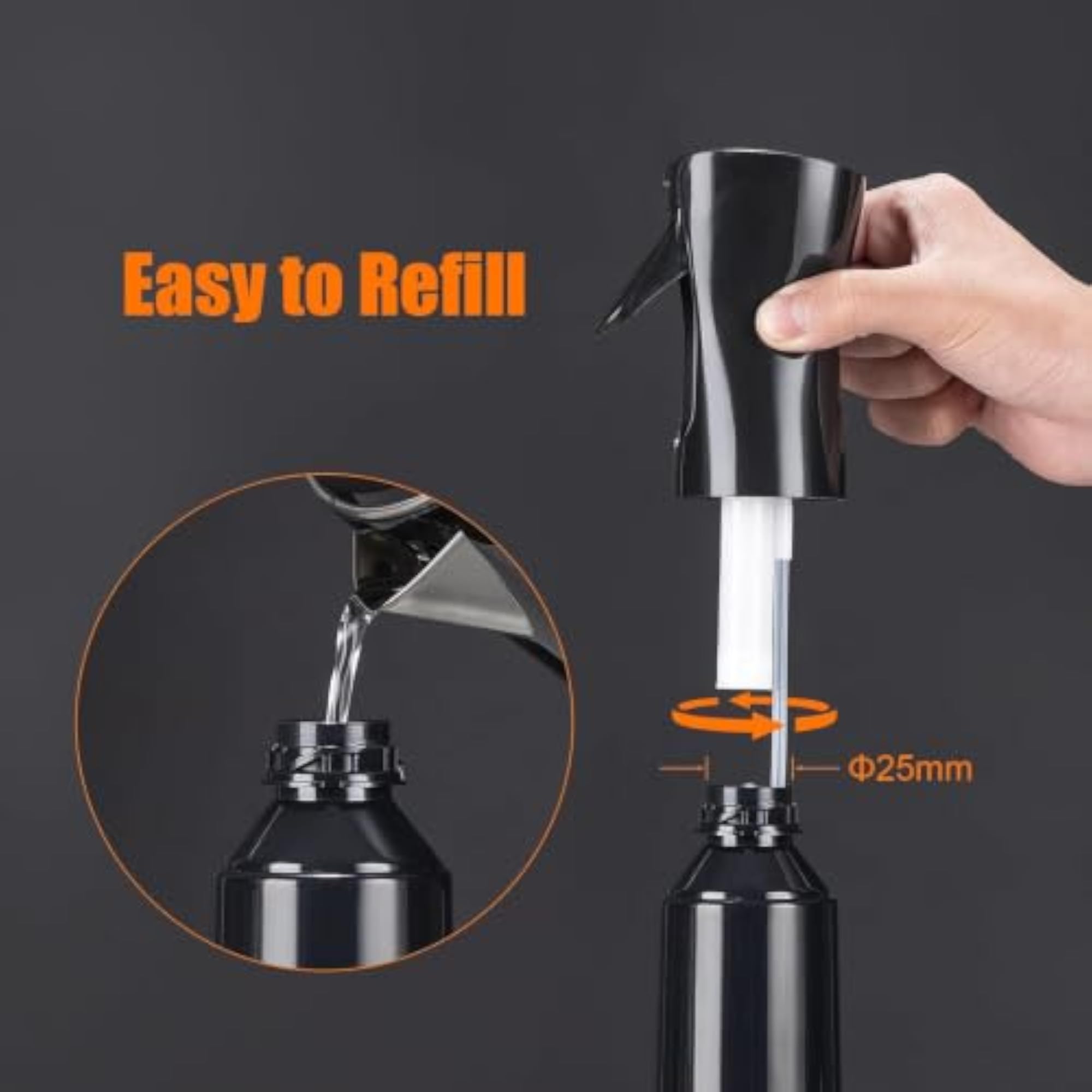 Continuous Mist Spray Bottle, Black